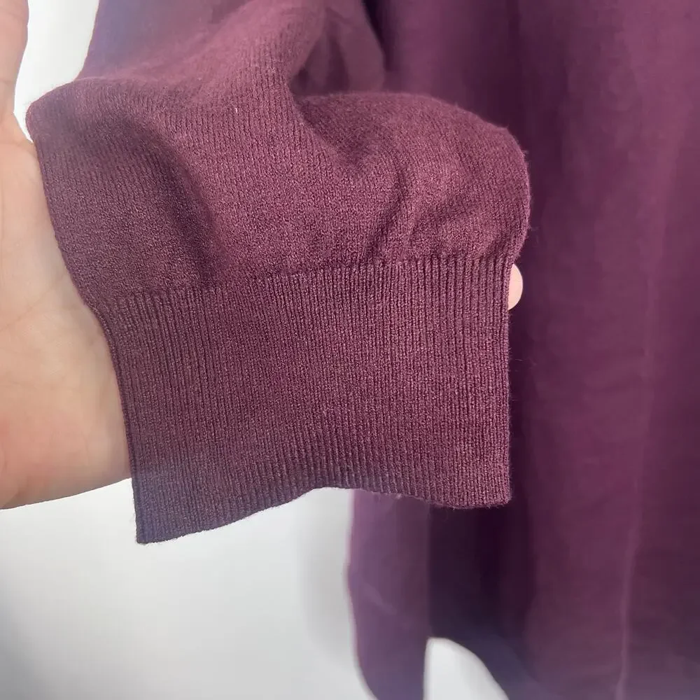 Black Tape_ Size 2X Burgundy Round Neck Long Sleeve Cuffed Stretch Sweater